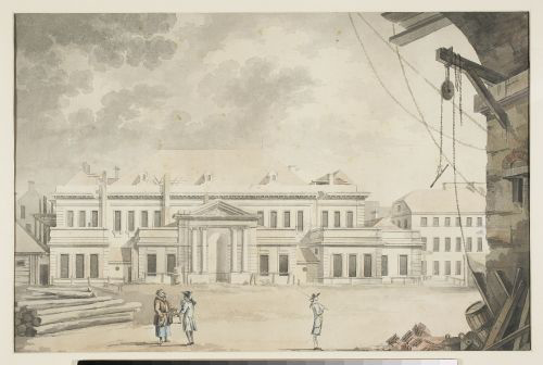 Zygmunt Vogel, „Teatr Narodowy na placu Krasińskich w Warszawie”, ok. 1791 / domena publiczna Zygmunt Vogel, „Teatr Narodowy na placu Krasińskich w Warszawie”, ok. 1791 / domena publiczna